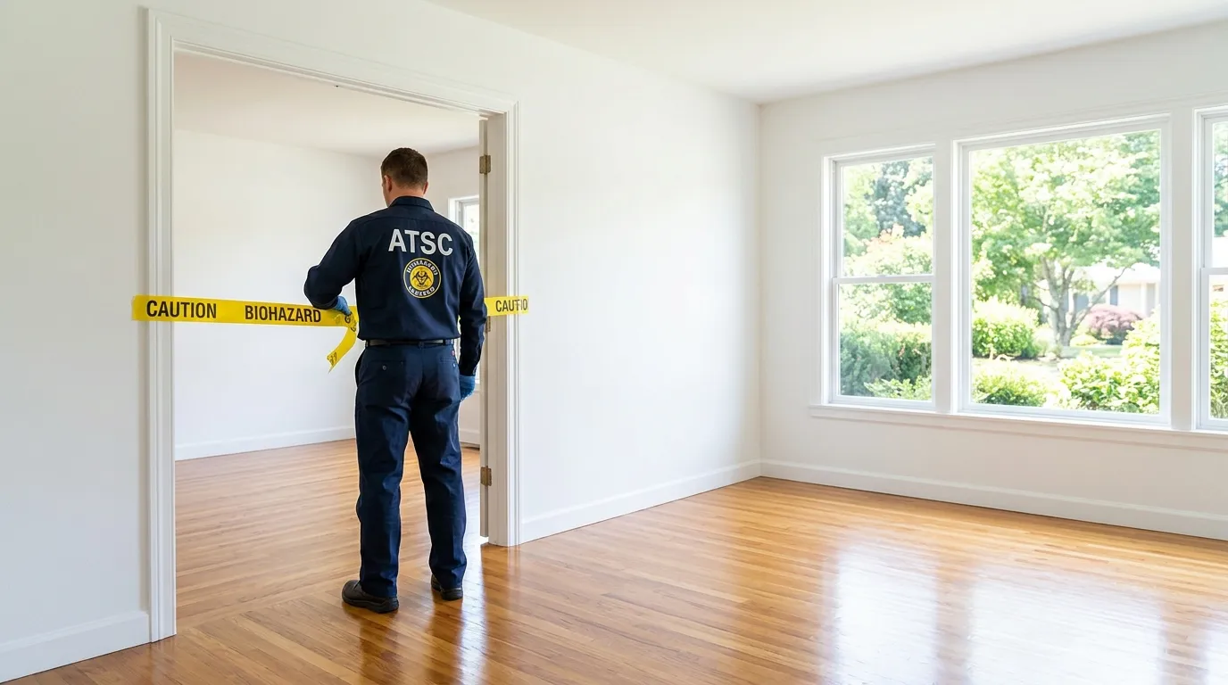 Certified biohazard cleanup crew performing Decomposition Cleanup in Norton